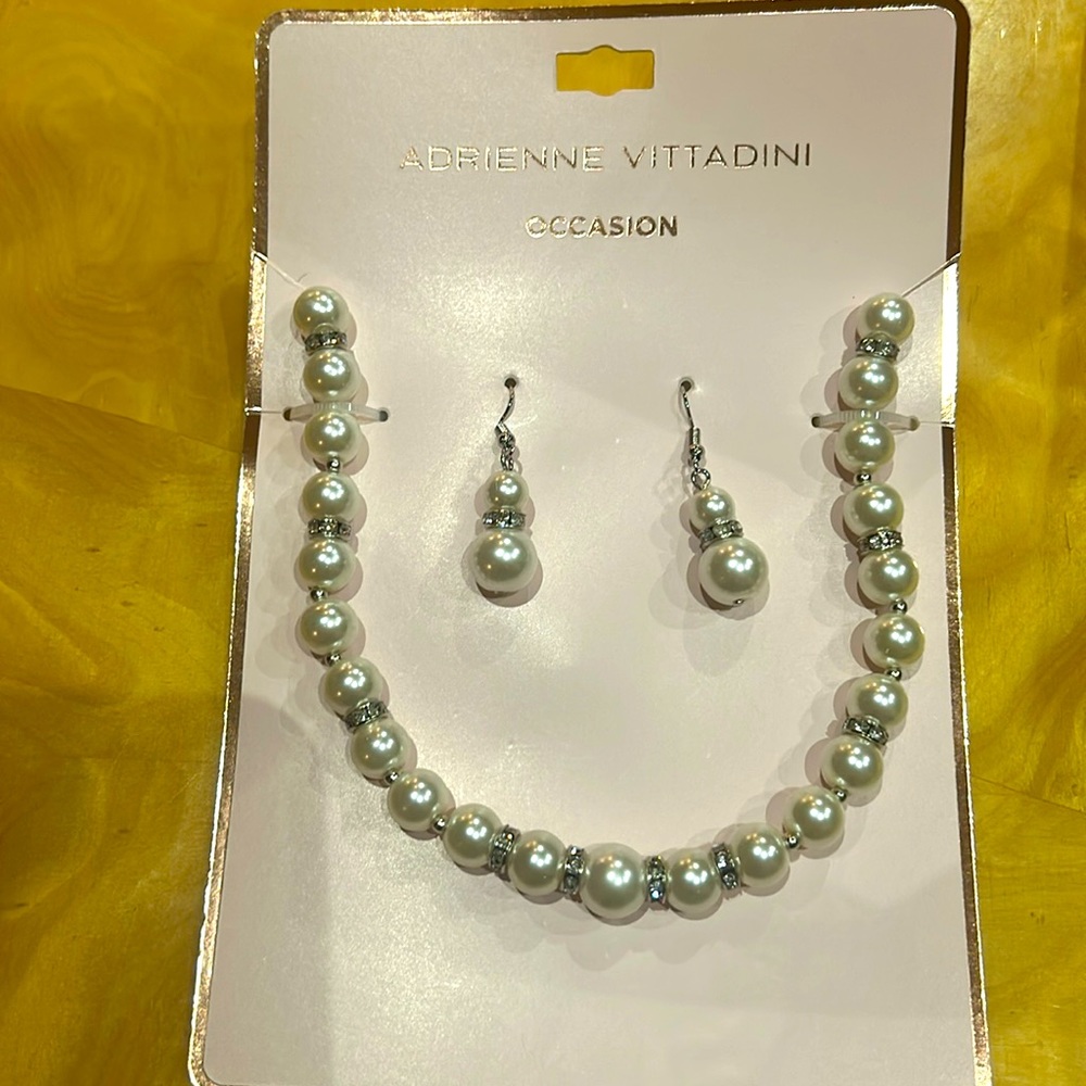 Adrienne Vittadini Pearl Necklace & Earrings